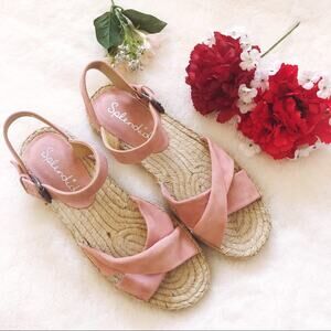 Splendid Pink Blush Suede Espadrille Sandals with Jute Detail